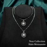 Dây chuyền bạc nữ mặt halo tròn đính đá