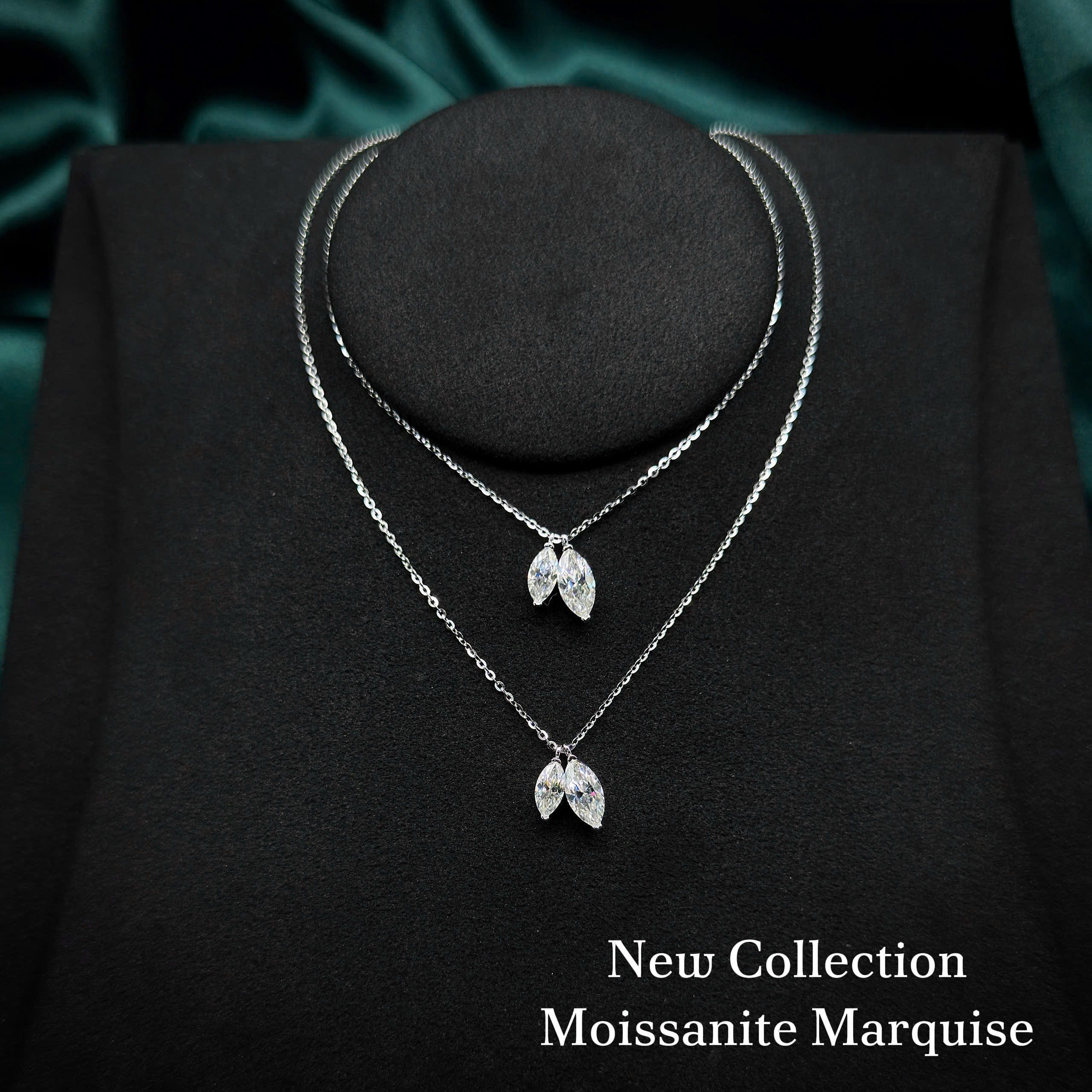 Dây chuyền bạc nữ mặt đá marquise