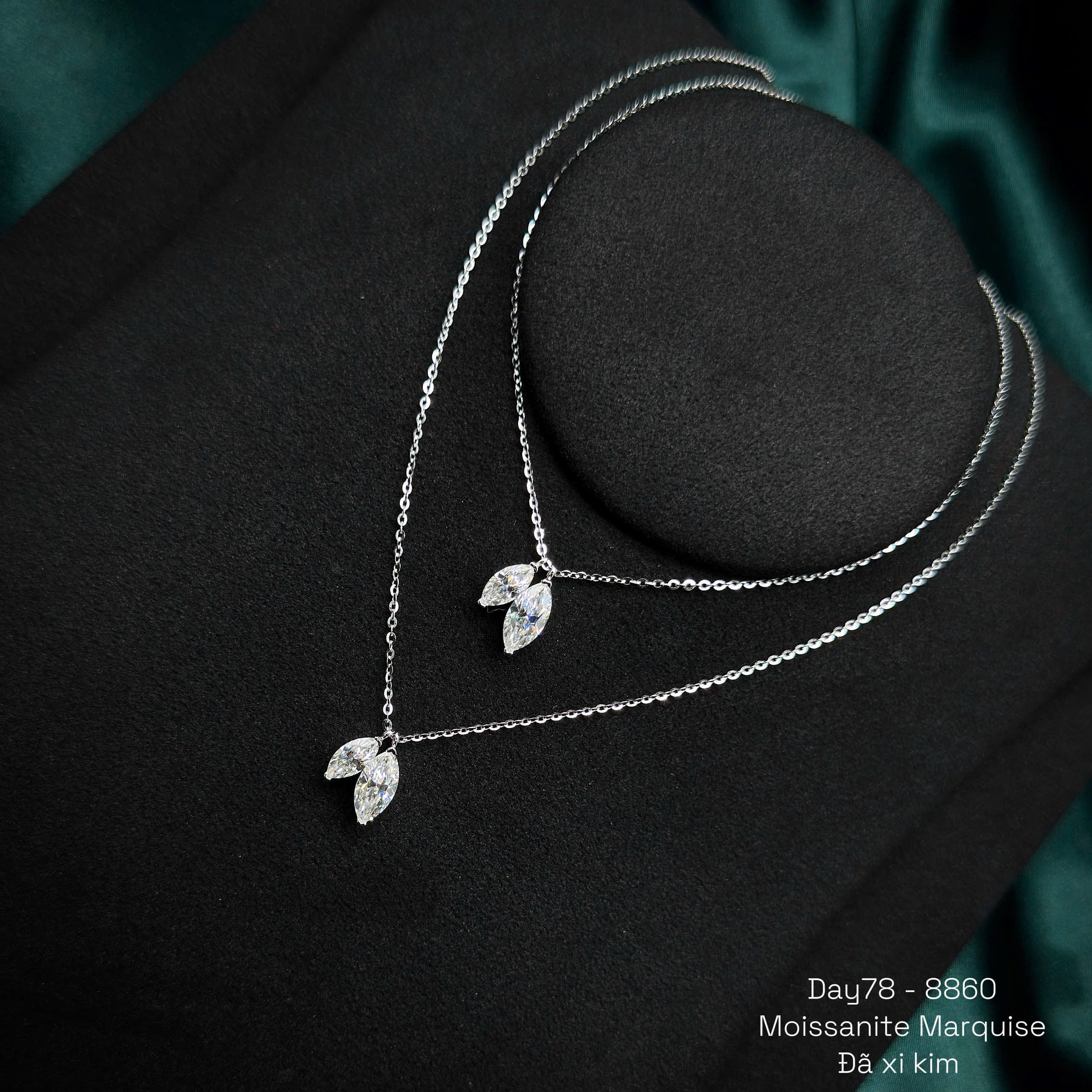 Dây chuyền bạc nữ mặt đá marquise