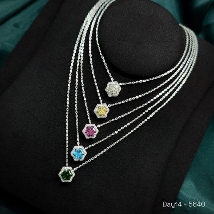 Dây chuyền bạc nữ mặt sao đá màu
