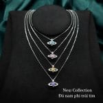 Dây chuyền bạc nữ mặt hành tinh đá màu