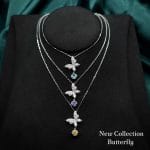 Dây chuyền bạc nữ mặt bướm đá màu