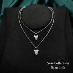 Dây chuyền bạc nữ đá hồng baby pink