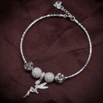 vòng tay bạc phối charm Basic với charm bi và mặt nàng tiên thanh lịch