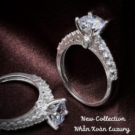 nhẫn bạc nữ dáng basic đính xoàn sang trọng