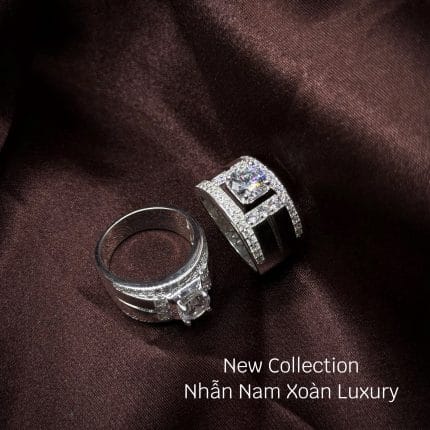 nhẫn bạc nam xoàn Luxury mặt vuông bản lớn phối nền đen