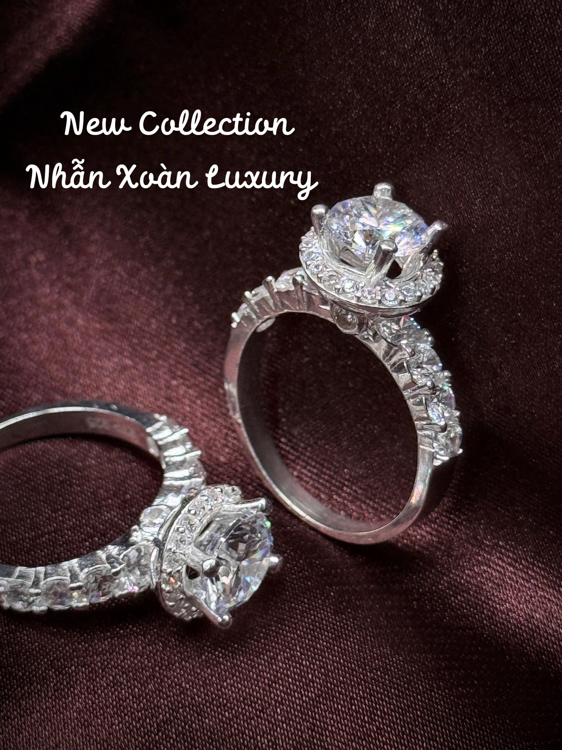 1 nhẫn bạc Xoàn Luxury đính đá chủ lớn thiết kế sang trọng