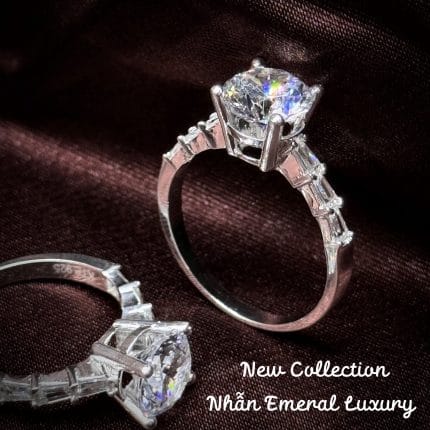 nhẫn bạc nữ Emerald Luxury phối đá chữ nhật sang trọng