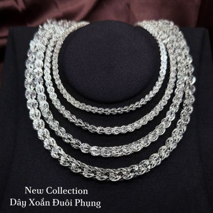 dây chuyền bạc xoắn đuôi phụng nhiều size sang trọng