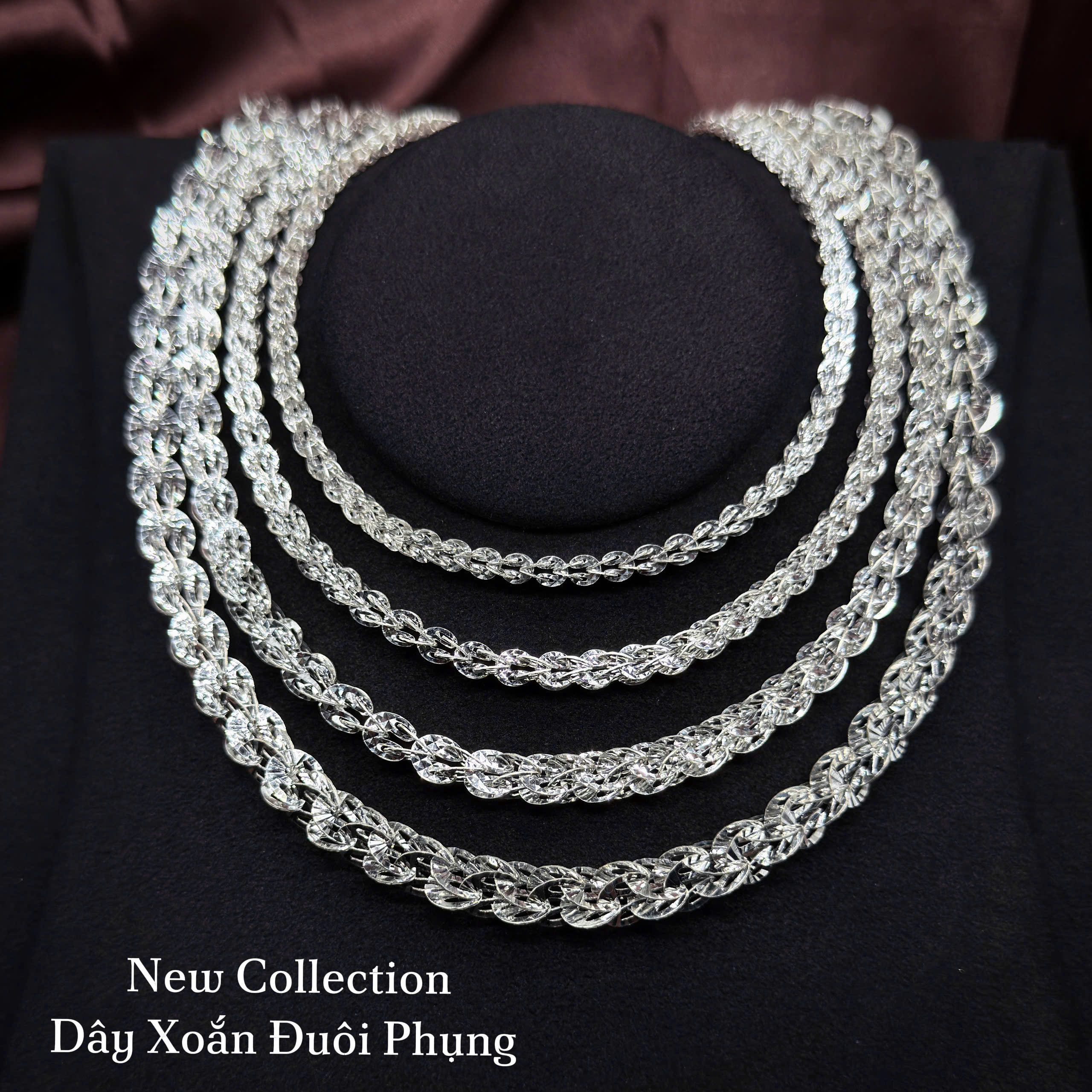 dây chuyền bạc xoắn đuôi phụng nhiều size sang trọng