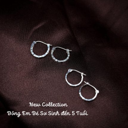 bông tai bạc em bé sơ sinh đến 5 tuổi khoen tròn cắt giác nhỏ gọn