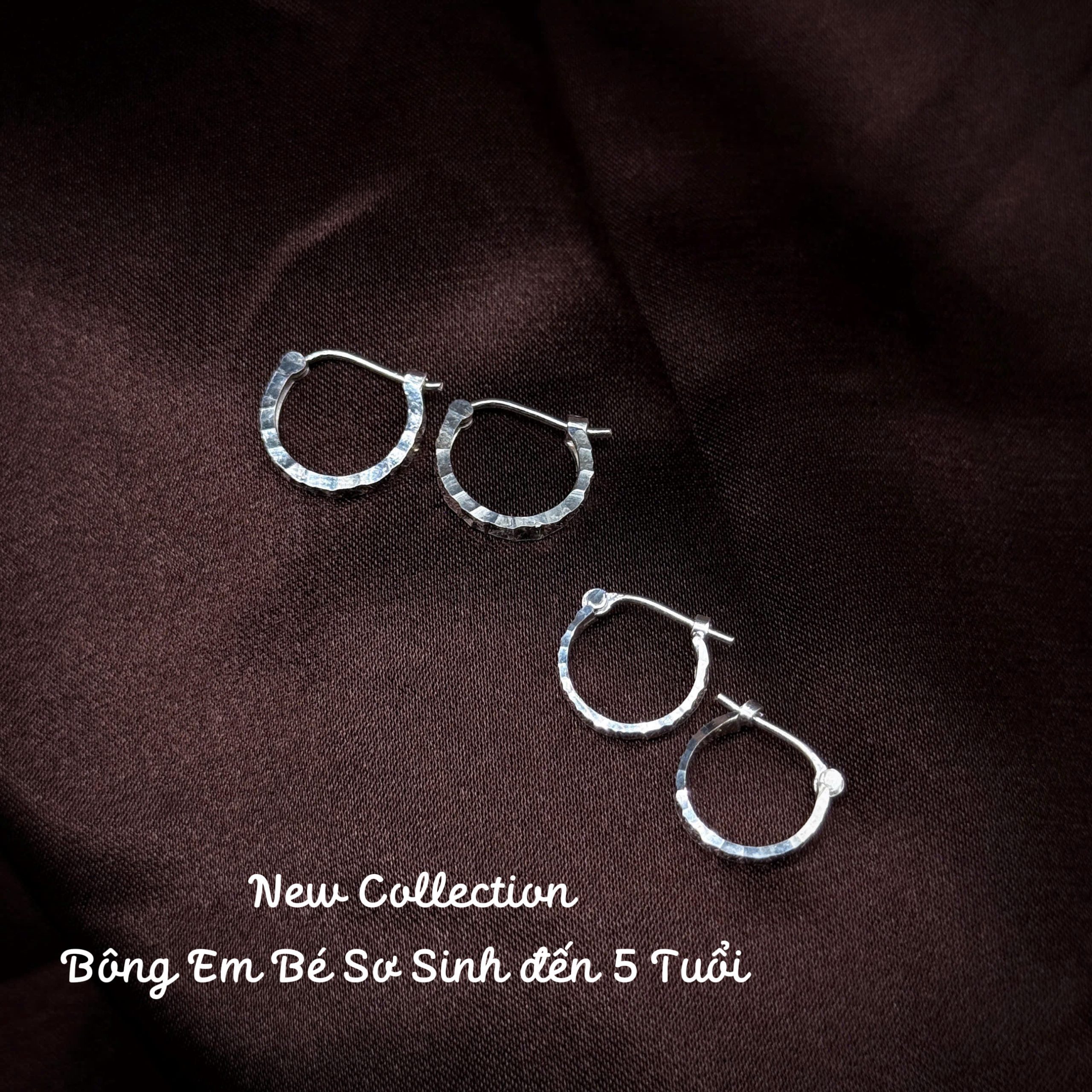 bông tai bạc em bé sơ sinh đến 5 tuổi khoen tròn cắt giác nhỏ gọn