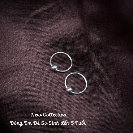 bông tai bạc em bé sơ sinh đến 5 tuổi khoen tròn bi nhỏ