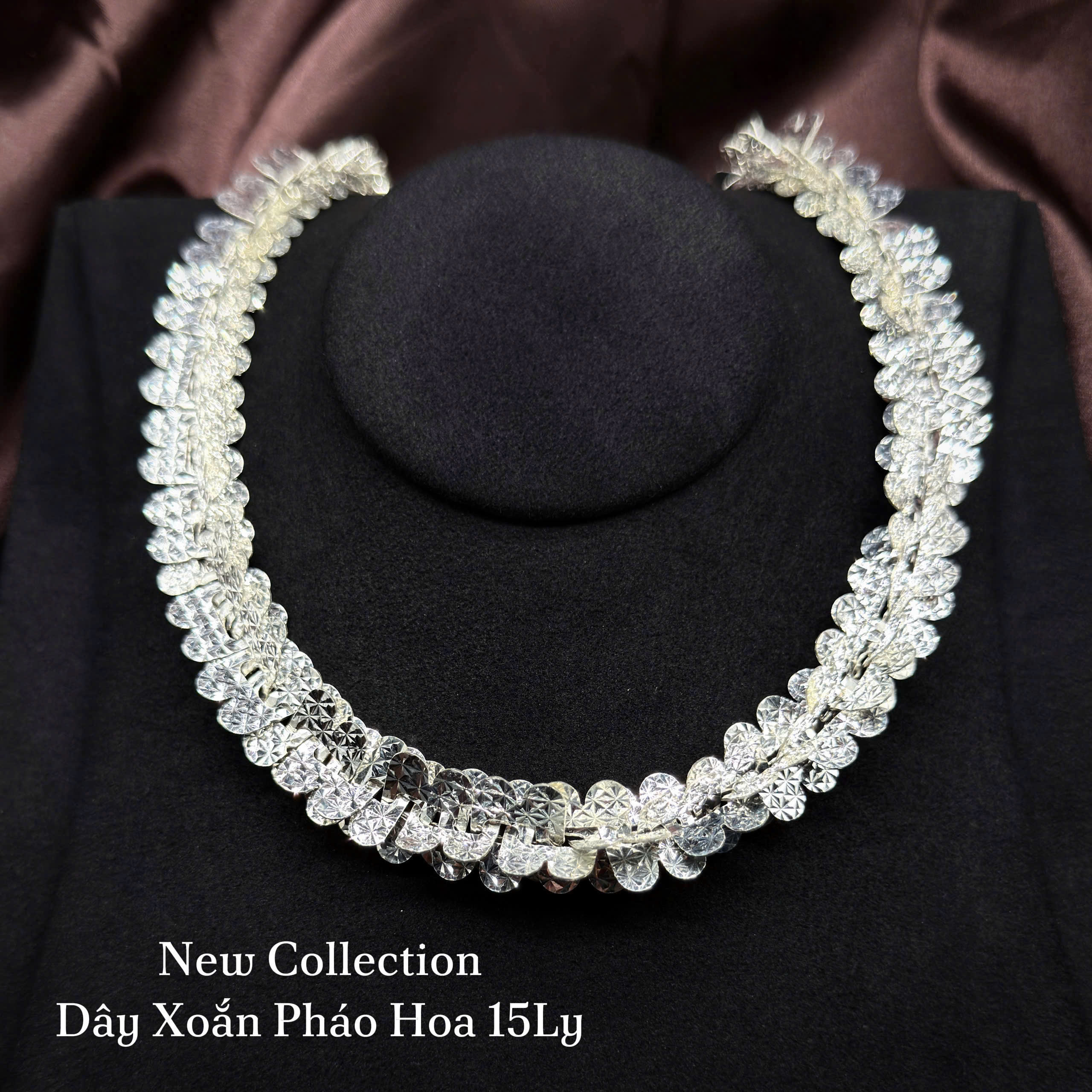 dây chuyền bạc xoắn pháo hoa 15Ly bản lớn sang trọng