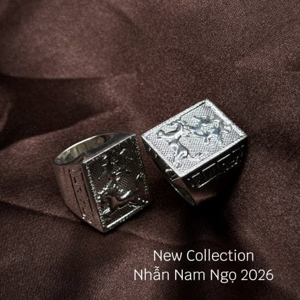 nhẫn bạc nam mặt ngựa 2026 thiết kế mặt vuông bản lớn