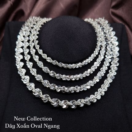 dây chuyền bạc xoắn oval ngang nhiều size sang trọng