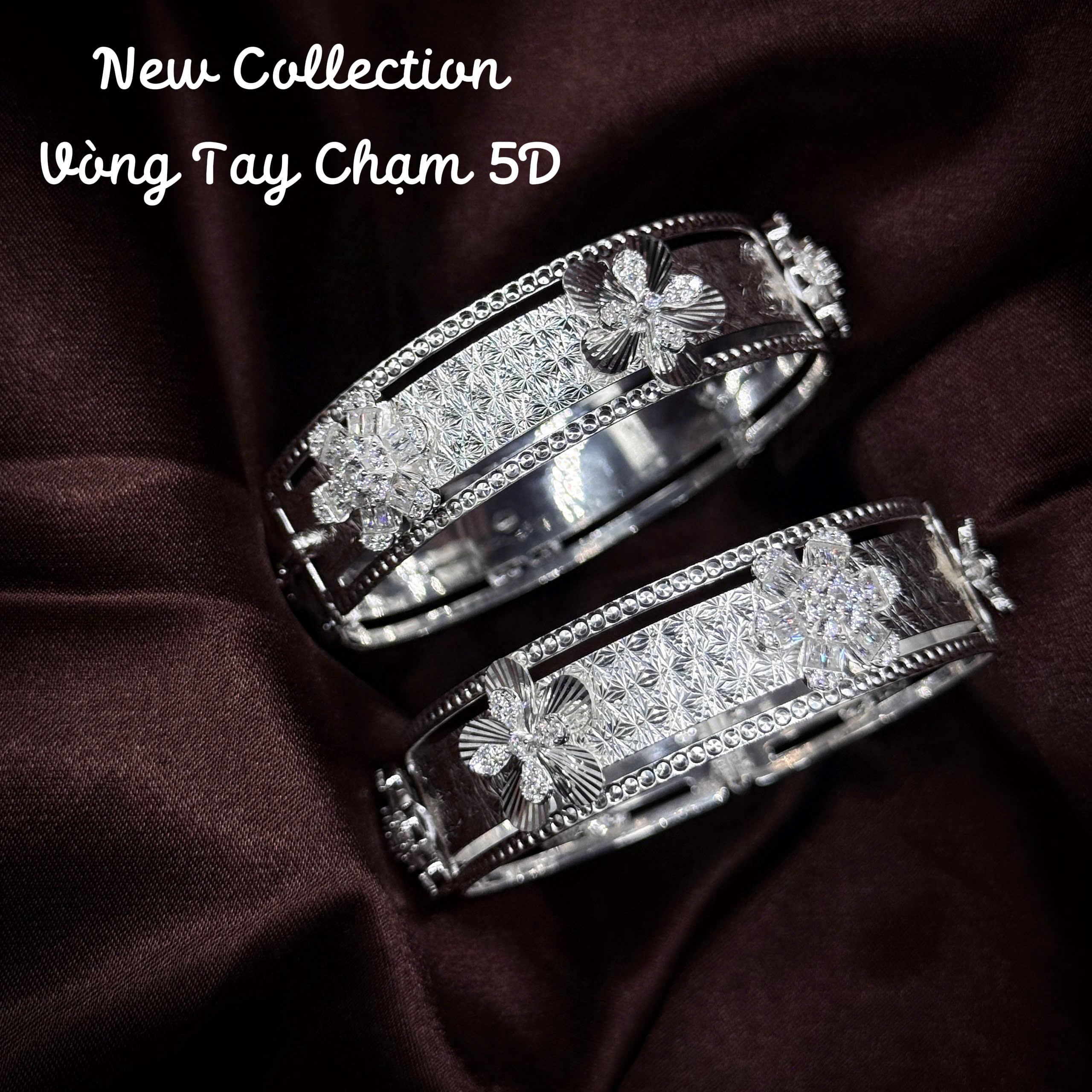 vòng tay bạc chạm 5D công nghệ CNC sang trọng