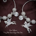 vòng tay bạc phối charm Ngựa Thiên Thần với charm ngựa có cánh và charm bi sáng