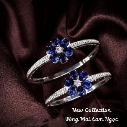 vòng tay bạc mai lam ngọc đính đá xanh lam sang trọng