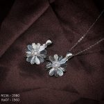 bộ trang sức bạc hoa Mộc Mây gồm bông tai và mặt dây thanh lịch
