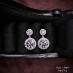 bộ trang sức bạc Halo 9 ly gồm bông tai và mặt dây đính đá sang trọng