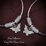 vòng tay bạc phối charm Basic cánh bướm với charm ống đính đá sáng đẹp