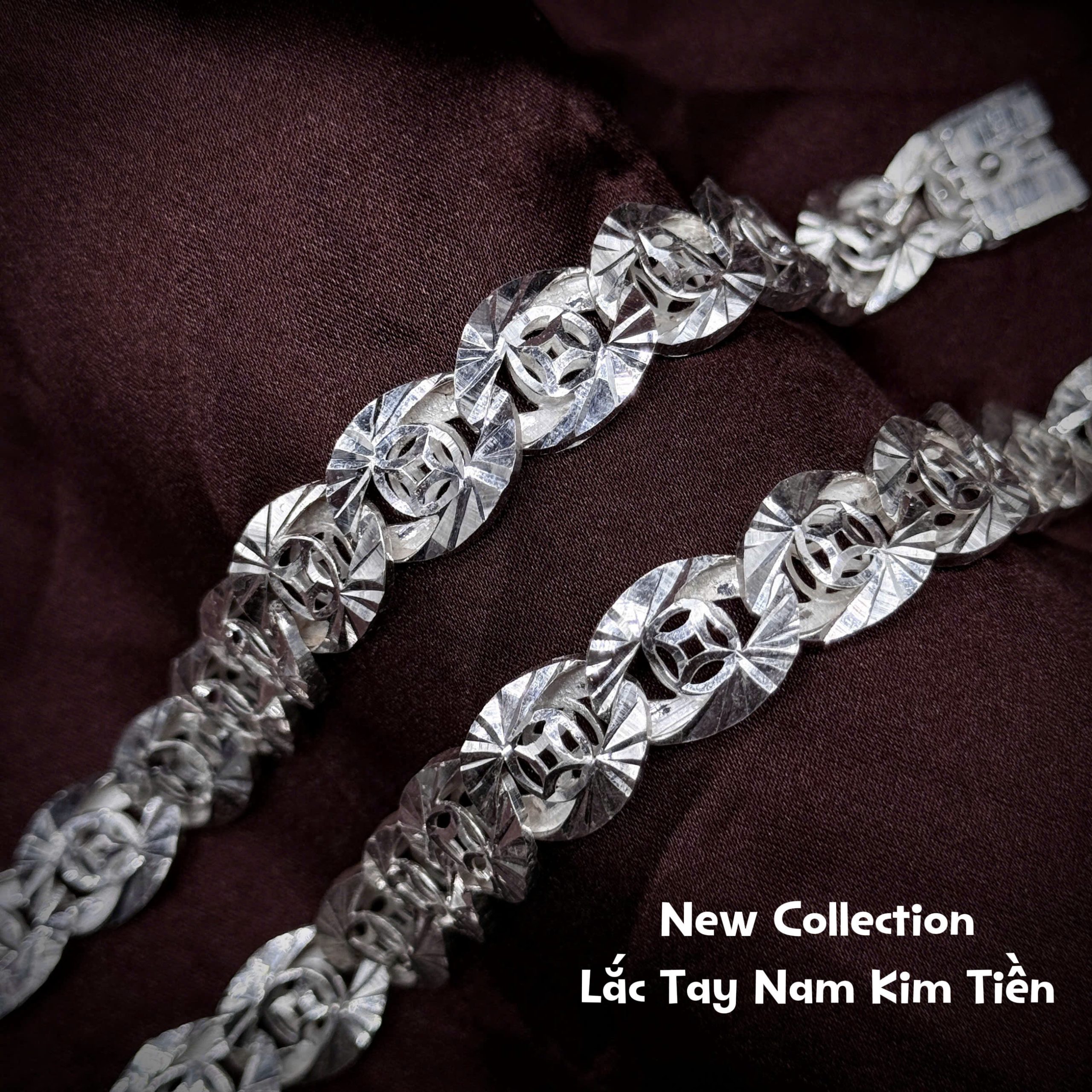lắc tay bạc nam kim tiền mắt xích bản lớn