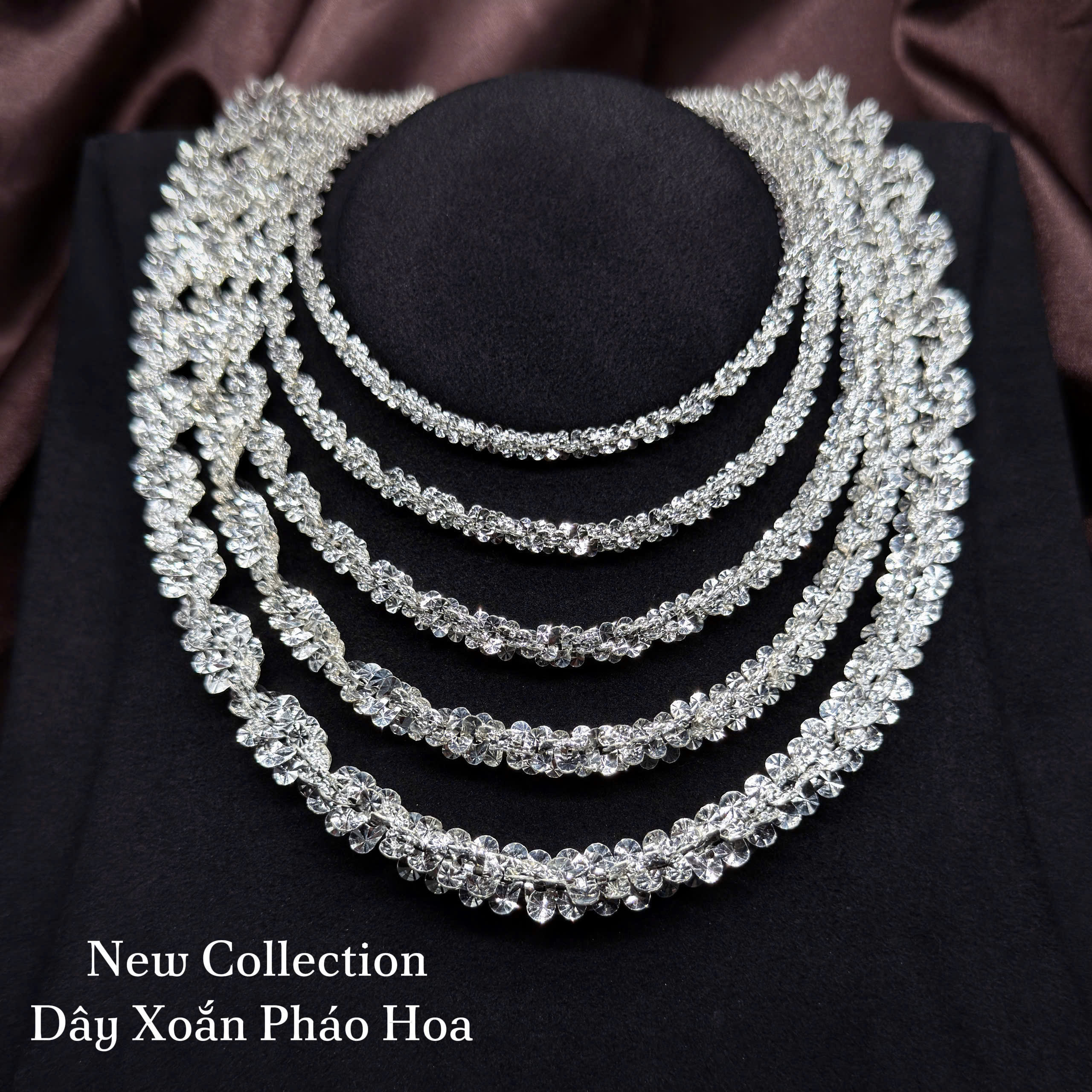 dây chuyền bạc xoắn pháo hoa nhiều size sang trọng