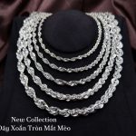 dây chuyền bạc xoắn tròn mắt mèo nhiều size