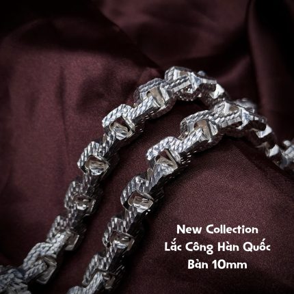 lắc tay bạc nam còng Hàn Quốc bản 10mm mạnh mẽ