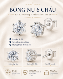bông tai nụ 4 chấu và 6 chấu
