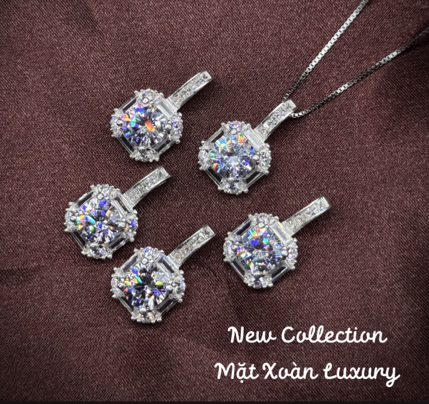 mặt dây chuyền xoàn nhỏ bạc