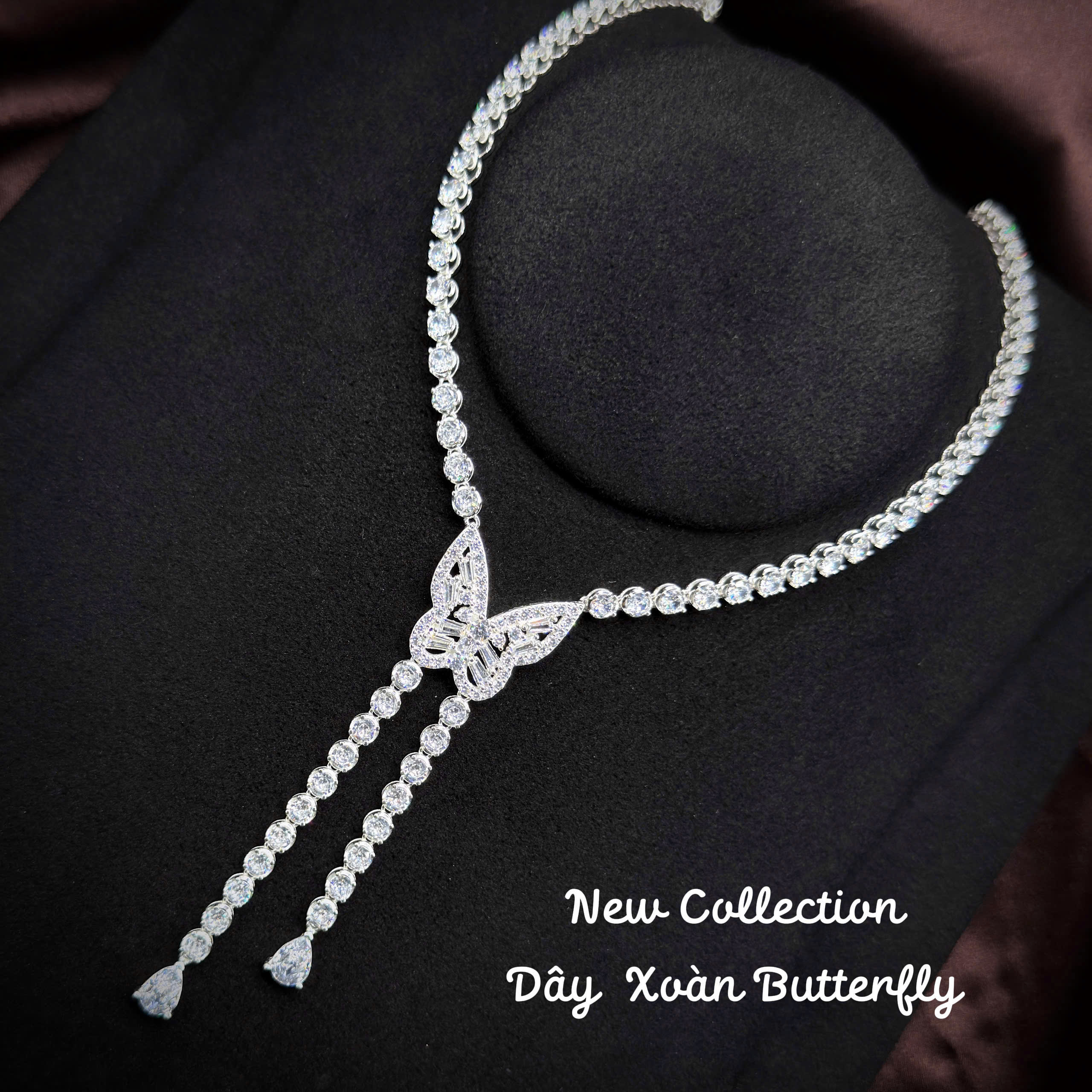 dây chuyền bạc butterfly dáng rủ sang trọng