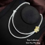 dây chuyền bạc hoa mai đính đá sang trọng