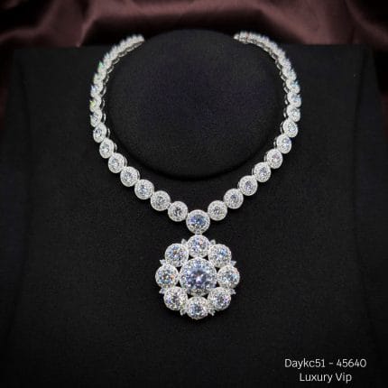 dây chuyền bạc halo luxury đính đá sang trọng