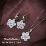 bộ trang sức bạc hoa 5 cánh gồm bông tai và mặt dây chuyền