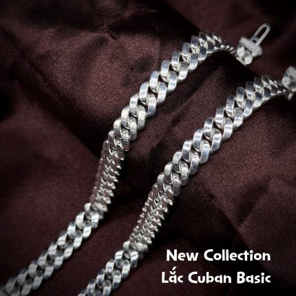 lắc tay bạc nam Cuban Basic mắt xích bản lớn