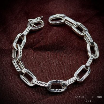 lắc tay bạc nam mắt xích chữ nhật