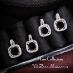 vỏ bông tai Moissanite 8ly xi kim