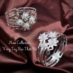 vòng tay bạc thiết kế VCNC8 họa tiết hoa bản rộng