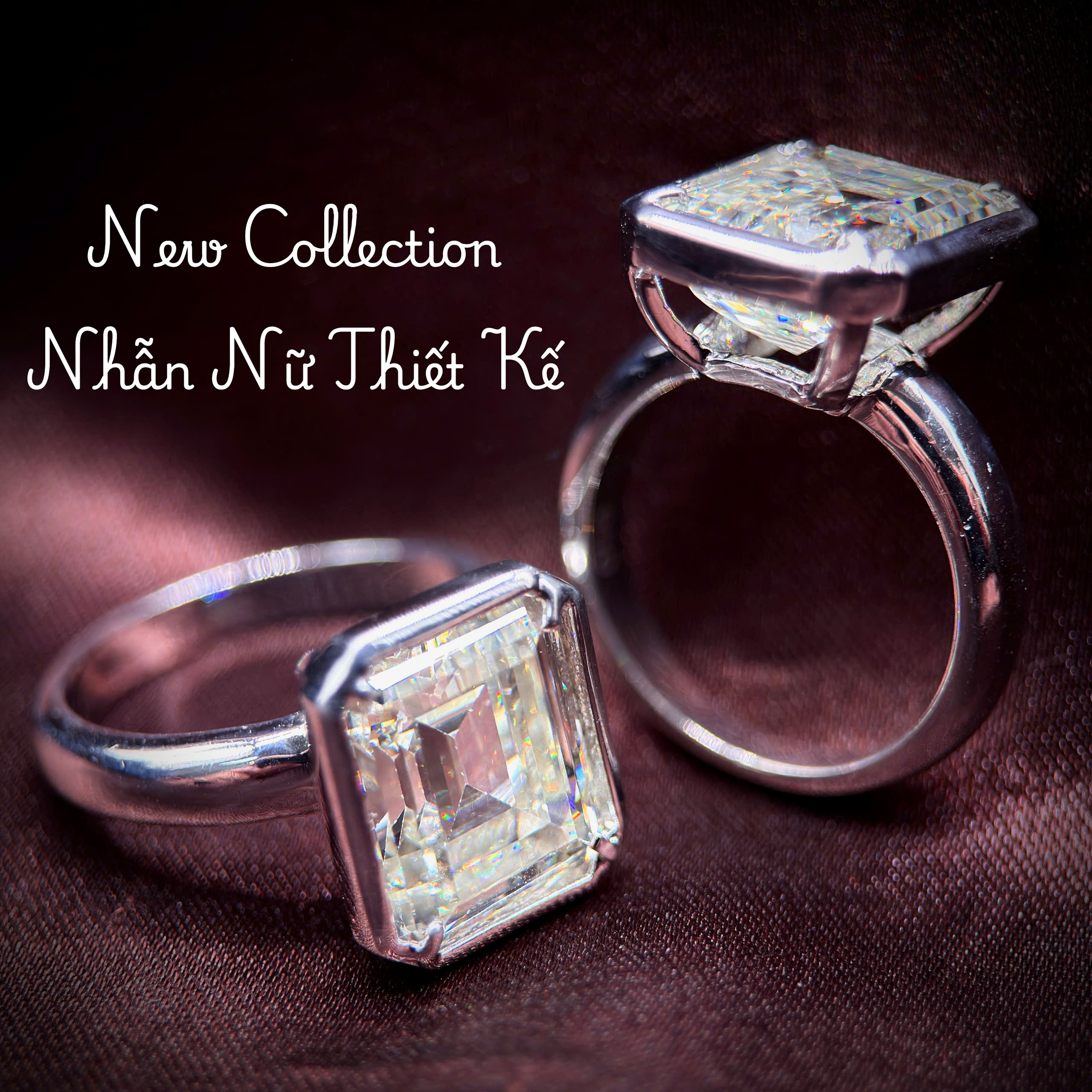 nhẫn bạc nữ đá chủ chữ nhật 10x12 ly
