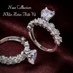 nhẫn bạc nữ đá chủ trái tim thân đính đá