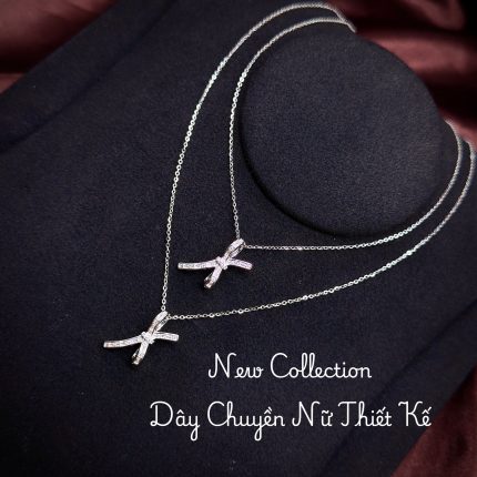 dây chuyền bạc nữ DAY90 mặt nơ cách điệu đính đá