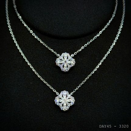 dây chuyền bạc nữ DAY45 mặt hoa bốn cánh đính đá