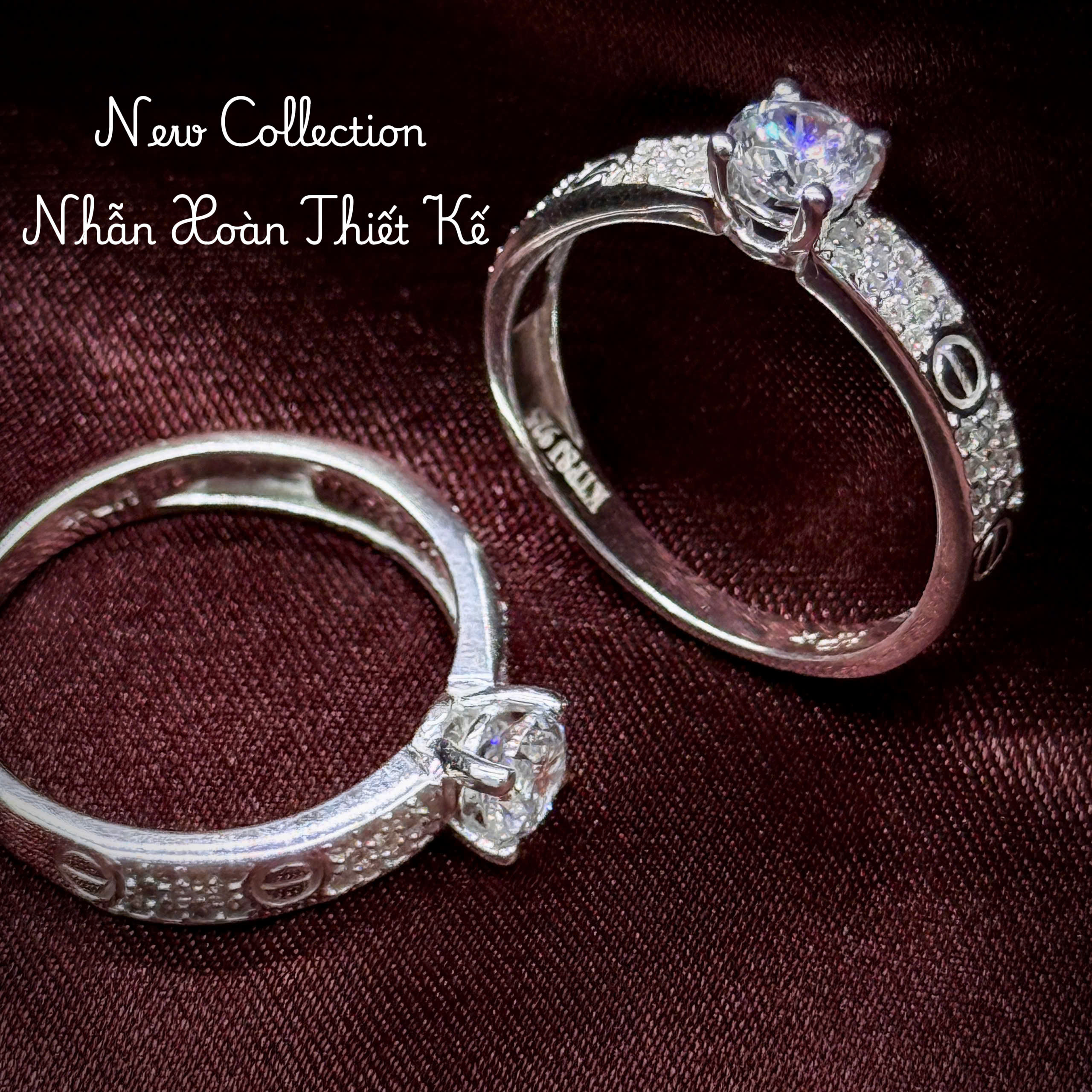 nhẫn bạc nữ đá chủ tròn họa tiết oval