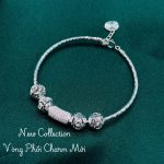 vòng tay nữ hạt trụ đính đá phối hạt cầu