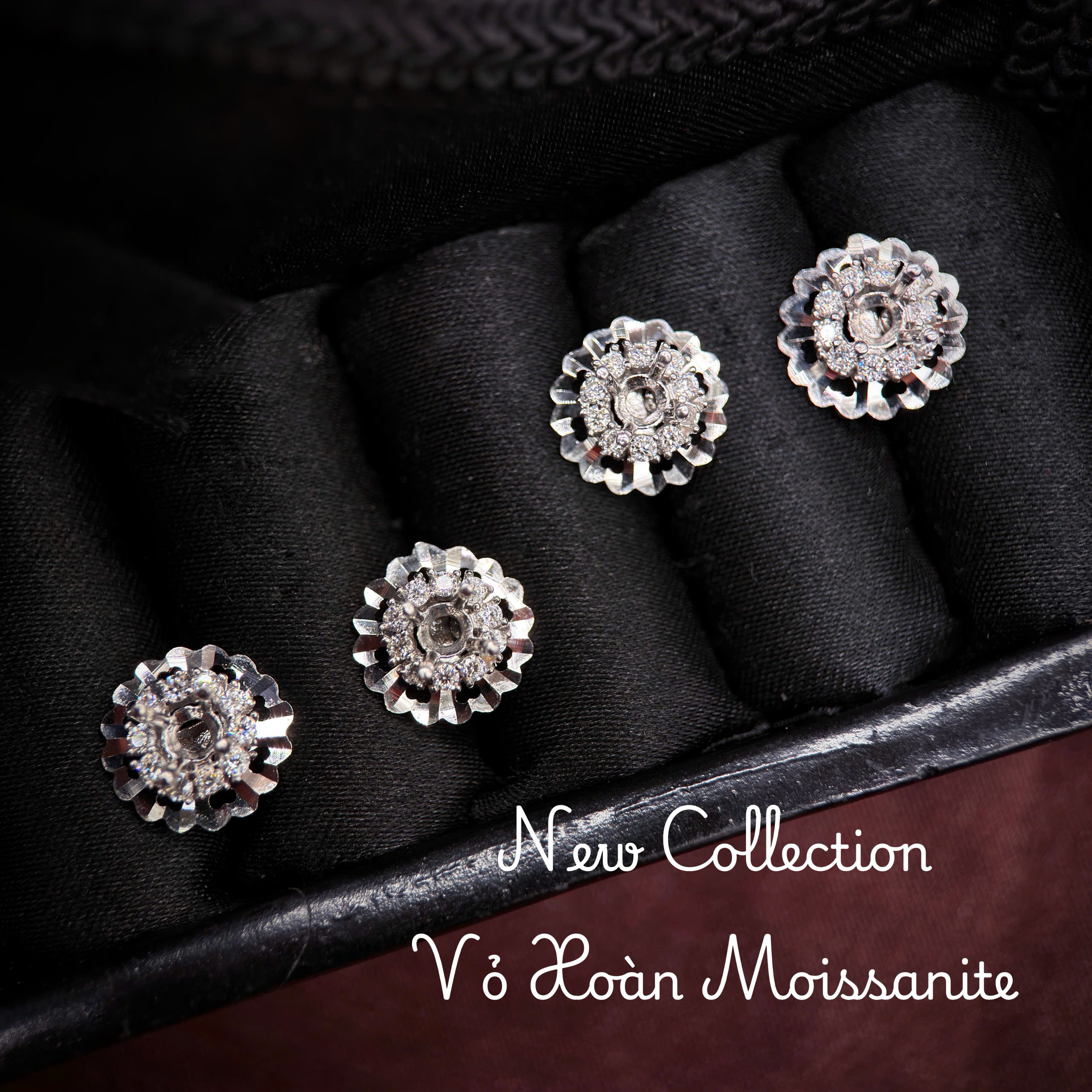 vỏ bông tai Moissanite 4.5ly xi kim