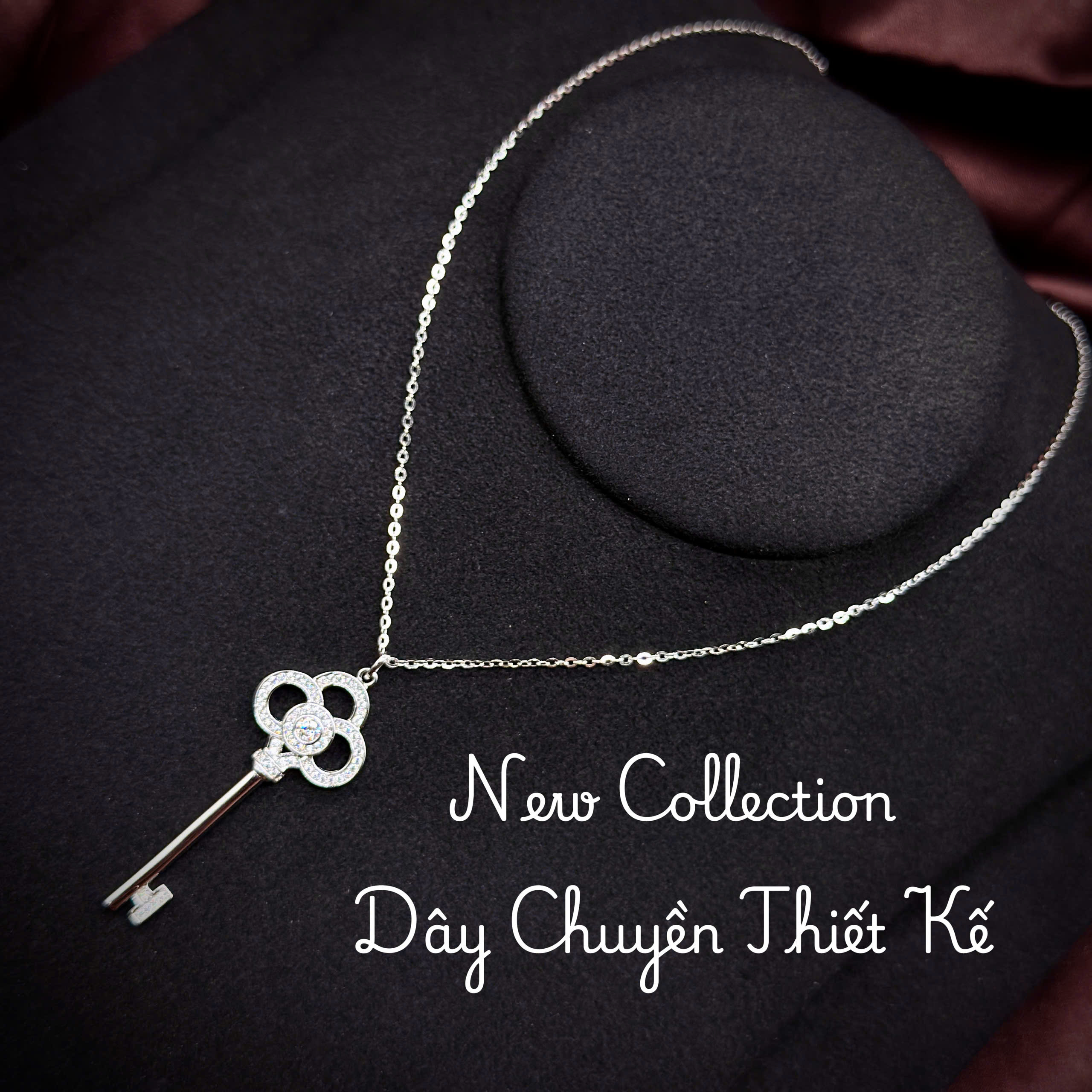 dây chuyền bạc chìa khóa Moissanite
