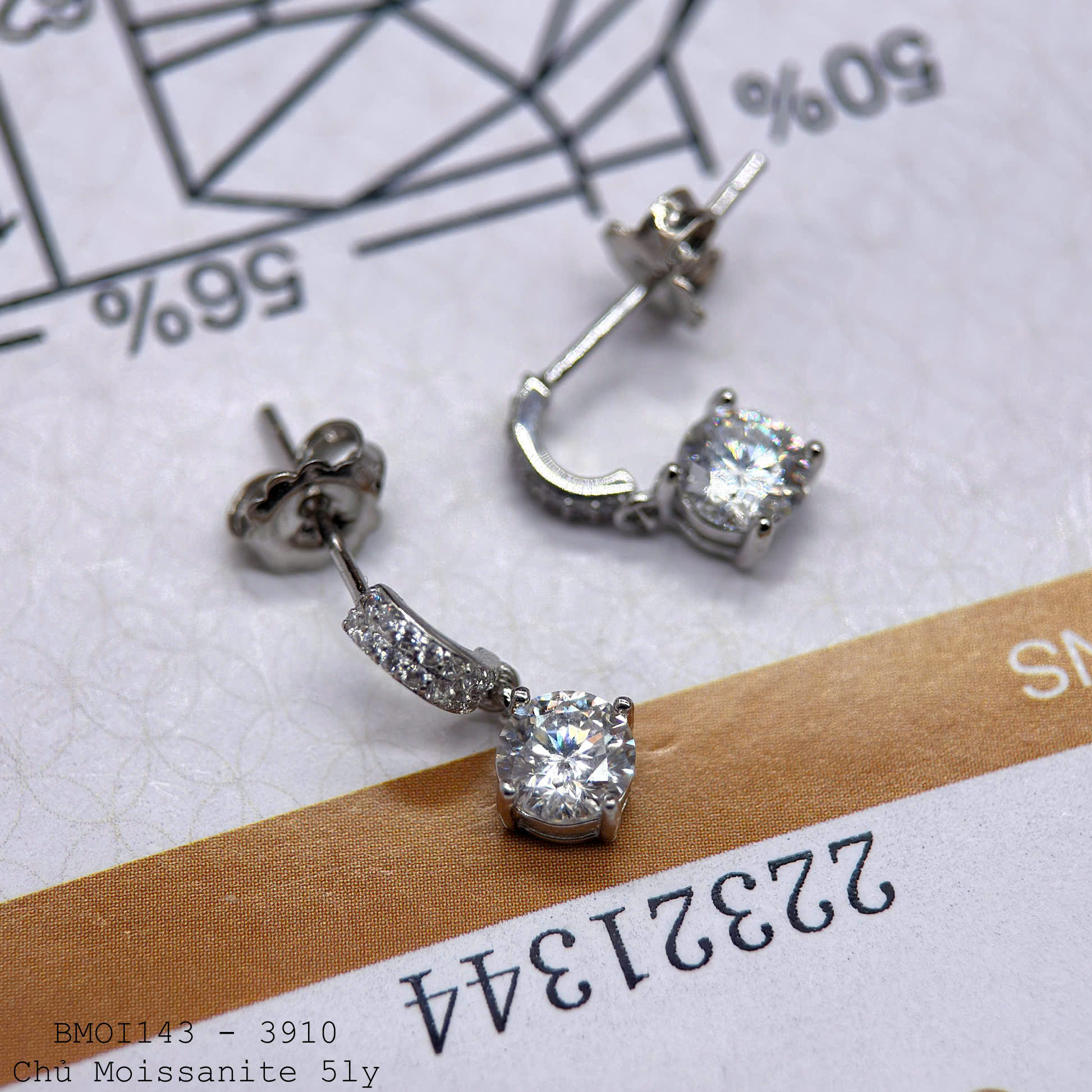 bông tai Moissanite 5 ly BMOI143