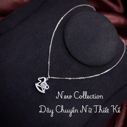 dây chuyền bạc nữ DAY69 ngựa bập bênh đá tròn